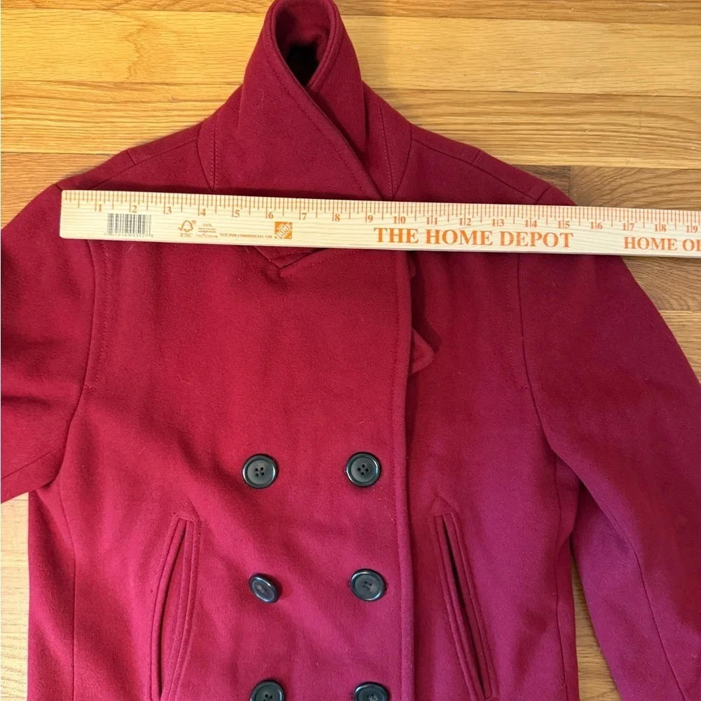J Crew Double-Breasted Wool Red Peacoat Small Y2K - Picture 10 of 12